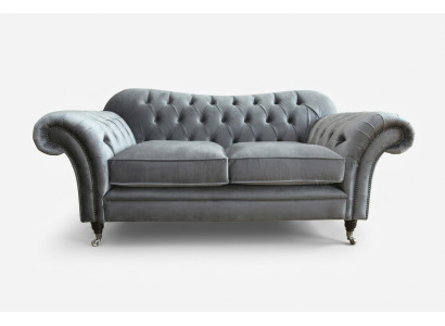 Chesterfield Original Sofá Textil Sofás Sofás Tela Gris 200cm Sofá