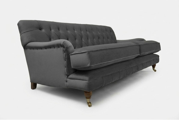Chesterfield sofá de 3 plazas Tapicería textil Sofá de salón de terciopelo nuevo