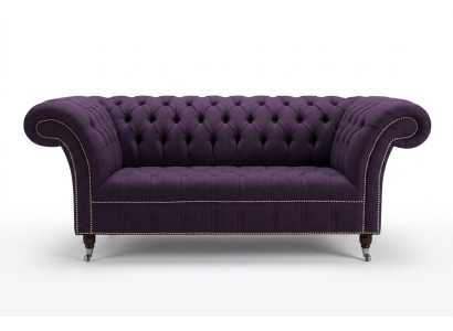 clásico sofá Chesterfield de 3 plazas en terciopelo de cuero de diseño morado upholstered