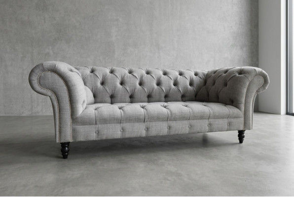 Diseño Chesterfield sofá 3 juego de sofá tela tapizada de cuero sofá de tres plazas