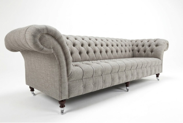 Sofá de tela, sofá Chesterfield de tela, sofás grandes XXL, asientos de 265 cm, tapizados.