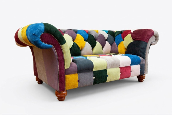 Diseño moderno Sofá de 2 plazas Chesterfield colorido en tela Sofá acolchado de diseño