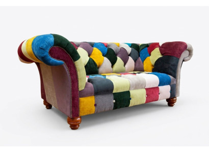 Diseño moderno Sofá de 2 plazas Chesterfield colorido en tela Sofá acolchado de diseño