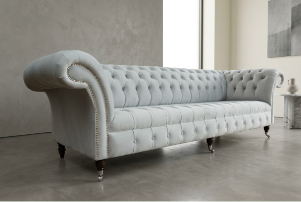 Sofá de tela Sofá Chesterfield de tela, grandes sofás, sofás xxl, asientos acolchados, 265 cm.