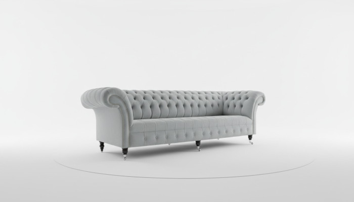 Sofá de tela Sofá Chesterfield de tela, grandes sofás, sofás xxl, asientos acolchados, 265 cm.