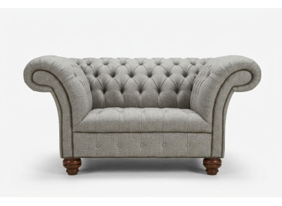 Chesterfield Diseño Tela Sofá Sillón 1.5 Plazas Sofás Acolchados Lounge Gris Terciopelo