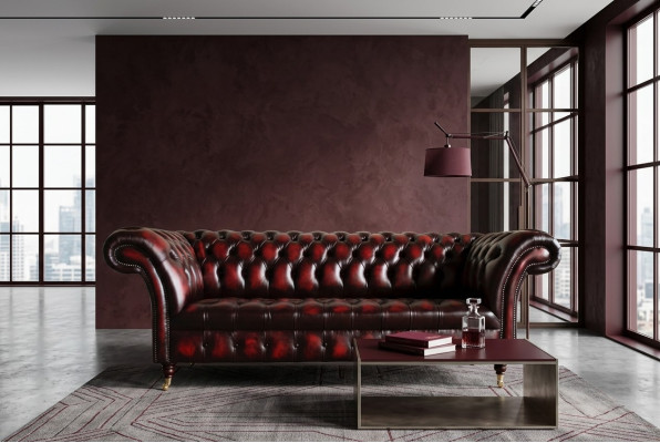 Sofá de lujo de tres plazas para la sala de estar Chesterfield de Bordaux