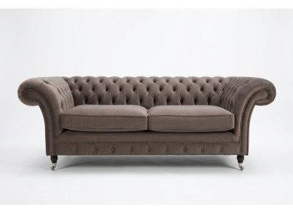 Lujo Chesterfield de tres plazas Chesterfield en color beige para sala de estar, sofá de diseño de tres plazas.