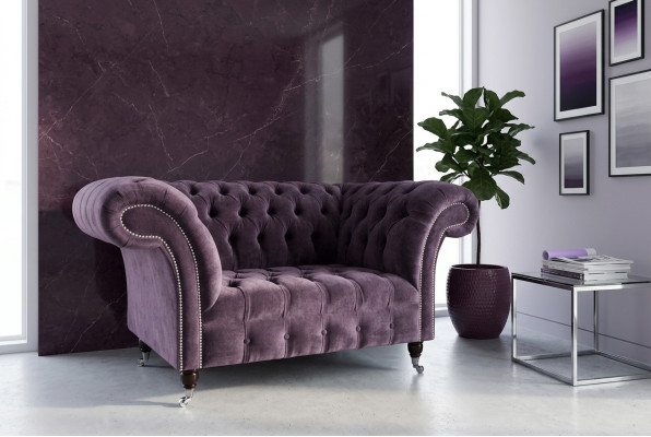 Chesterfield Sillón Sofá Tapizado Sofá Sofás 1,5 Plazas Individual Lila Textil