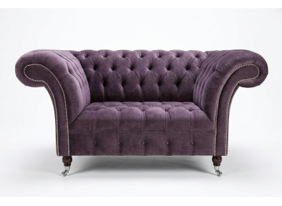 Chesterfield Sillón Sofá Tapizado Sofá Sofás 1,5 Plazas Individual Lila Textil