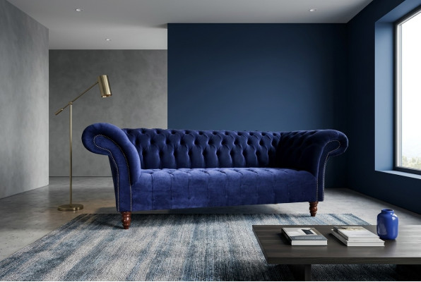 Sofá chesterfield azul diseño sofás tapizados tela cuero