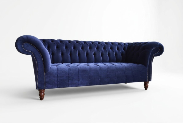 Sofá chesterfield azul diseño sofás tapizados tela cuero