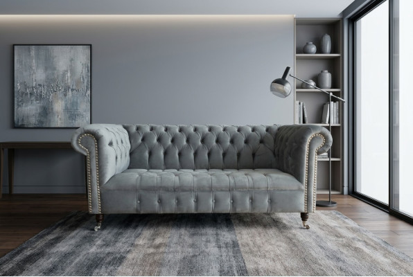 Chesterfield Sofá de diseñador de 3 plazas Sofás tapizados sofás de tela tres plazas