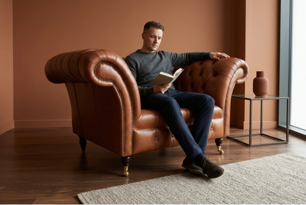 Chesterfield Sillón Sofá de TV 1 plaza Sofá de tela Nuevo Textil Sofás
