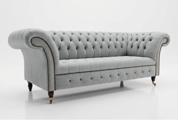 Sofá Chesterfield de diseñador blanco de tres plazas. Sofá moderno de tres plazas.