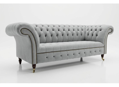 Sofá Chesterfield de diseñador blanco de tres plazas. Sofá moderno de tres plazas.