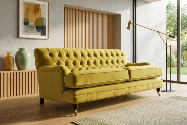 Sofá de diseño Chesterfield de 3 plazas Sofá Sofás Tapizados Sofás de Tela de tres plazas
