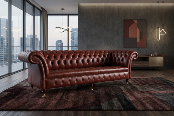 Xxl gran sofá Chesterfield sofá de 4 plazas sofá tapizado lujo clásico textil.
