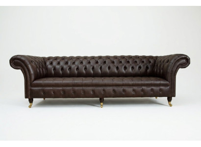 Sofá Chesterfield marrón acolchado de 4 plazas - sofás de diseño para la sala de estar.