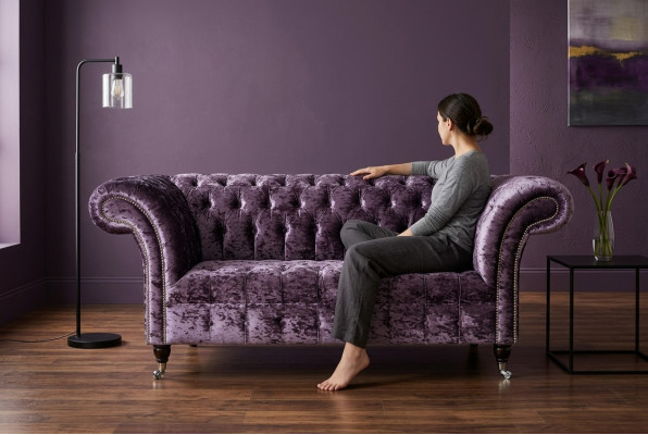 Sofá tapizado Chesterfield de tela, sofá, conjunto de asientos con respaldo nuevo de 2 plazas.