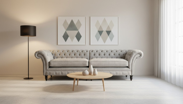 Sofá de tela Chesterfield de alta calidad a precios bajos, nuevo en sofás de microfibra.