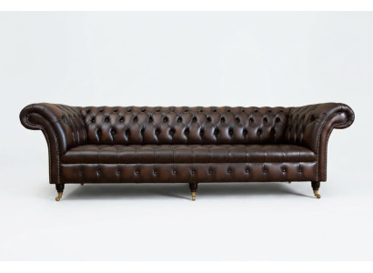 Clásico sofá de lujo de diseño Chesterfield de cuero tapizado Sofá Sofás 4 plazas Nuevo