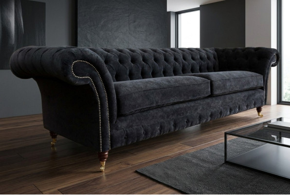 Sofá Chesterfield de alta calidad, de cuatro plazas, tapizado en tela, xxl, de tela.