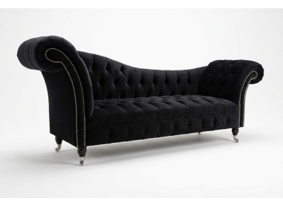 Sofá de diseño Chesterfield de tres plazas en color negro para la sala.