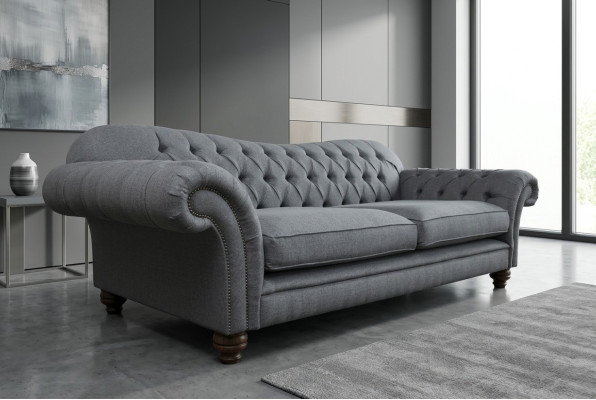 Sofá de 4 plazas diseño Chesterfield conjunto de asientos de cuero y textil nuevo