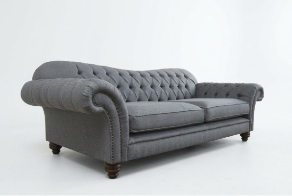 Sofá de 4 plazas diseño Chesterfield conjunto de asientos de cuero y textil nuevo