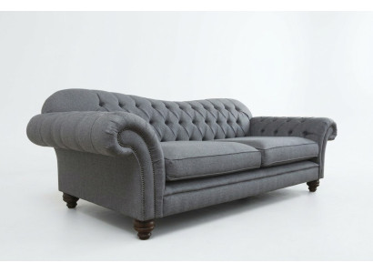 Sofá de 4 plazas diseño Chesterfield conjunto de asientos de cuero y textil nuevo