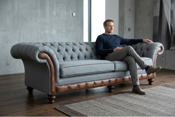 Sofá de cuero Chesterfield, sofá de tela, sofá, sofá, tapizado, sala de estar, hecho a medida.