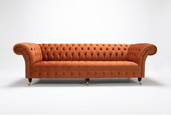 Sofá tapizado Chesterfield de tela Sofás de diseño de lujo Sofás de cuero de 4 plazas de 265 cm