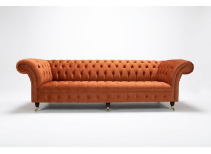 Sofá tapizado Chesterfield de tela Sofás de diseño de lujo Sofás de cuero de 4 plazas de 265 cm
