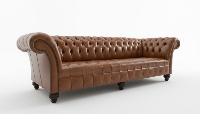 Sofá Chesterfield marrón de cuero de 4 plazas xxl Big Sofa Sofá grande Sofás Big Nueva tapicería