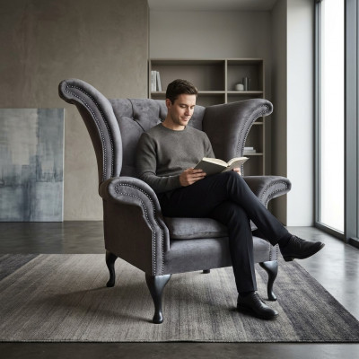 Chesterfield sillón Sofá de televisión de 1 plaza Sofá de tela Tapicería de tela