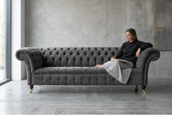 Sofás Chesterfield de tres plazas Gris Sofás tapizados Sofás modernos
