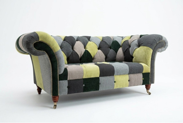 Sofá Chesterfield de diseñador de 2 plazas, sofá tapizado de tela para la sala de estar.