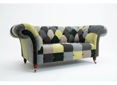 Sofá Chesterfield de diseñador de 2 plazas, sofá tapizado de tela para la sala de estar.