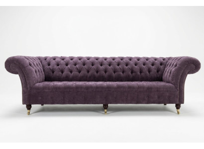 Lila Chesterfield Sofá de lujo con cojines, sofá de 4 plazas, conjunto de sillones.