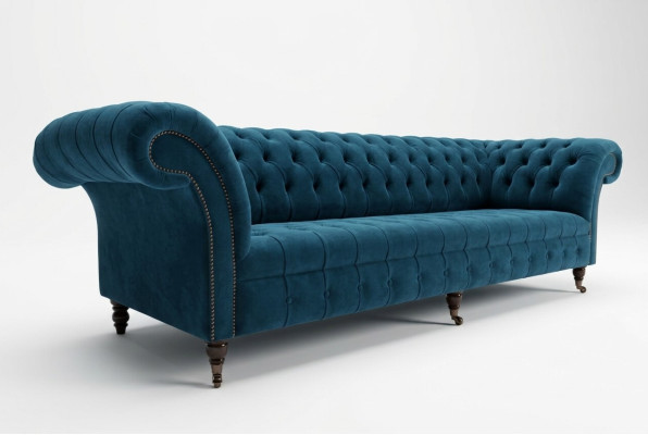 Diseño Chesterfield sofá de 4 plazas en tela sofá con funda de sofá de 265 cm.