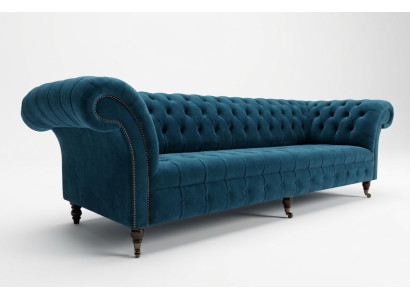 Diseño Chesterfield sofá de 4 plazas en tela sofá con funda de sofá de 265 cm.