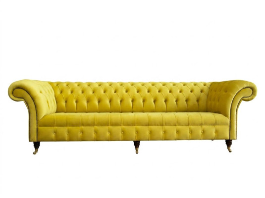 Sofá de diseño de 4 plazas tapizado de lujo en tela clásica Chesterfield Sofas Couch.