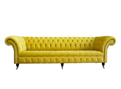 Sofá de diseño de 4 plazas tapizado de lujo en tela clásica Chesterfield Sofas Couch.