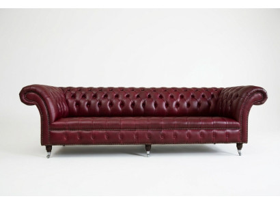 Sofá de diseño Chesterfield de 4 plazas tapizado de lujo clásico en tela.