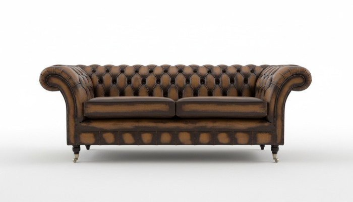 Noble Chesterfield marrón tres plazas lujo tapizado Sofás de diseñador.