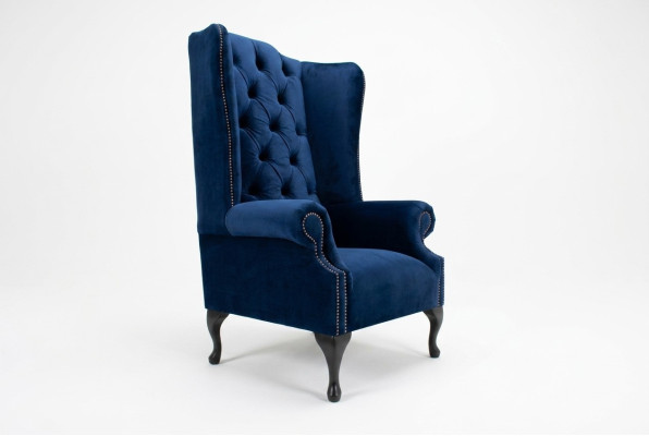Chesterfield sillón de orejas sillón sofá relax tapizado sofá de diseño Royal Azul.