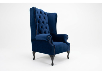 Chesterfield sillón de orejas sillón sofá relax tapizado sofá de diseño Royal Azul.