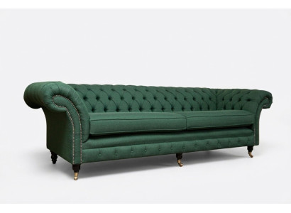 Sofá Chesterfield de botones Sofás de 4 plazas Tapizado en tela para salón Muebles de salón
