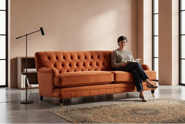 Chesterfield sofá Cojines de asiento resistentes y de alta calidad sofá de tres plazas
